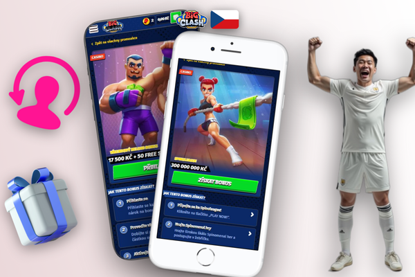 Mobilní pokladna Bigclash Casino se zvýrazněným polem pro voucher kód CZBIGC7