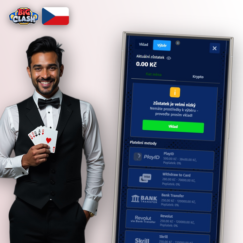 Bigclash Casino výběr peněz na mobilní obrazovce s tlačítkem Vybrat